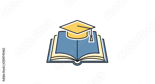 Graduation Cap on Open Book.