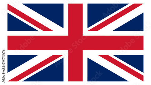 Foto National flag of the united kingdom featuring red white and blue colors in a cla