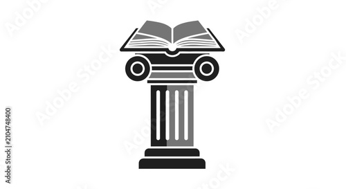 Education Icon with Book and Column.