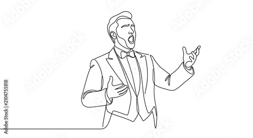 Konstfotografi Continuous line drawing of an opera singer performing.