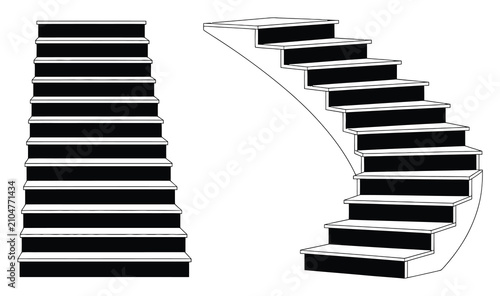 Fotografía Vista frontal y lateral de escaleras modernas