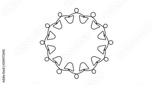 Fotografie People standing in a circle holding hands icon.