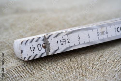 Принти на полотні White Folding Ruler (Carpenter’s Rule), Measurement Tool Close-Up, Minimal Indus
