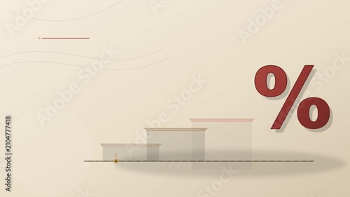 Inflation percentage rising financial concept animation