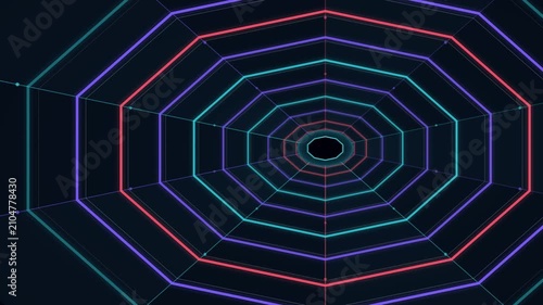 Neon geometric tunnel futuristic seamless loop
