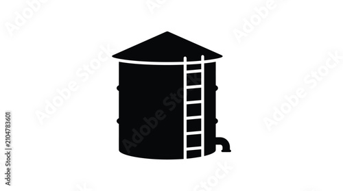 water tower silhouette on white background black architecture structure building industrial utility