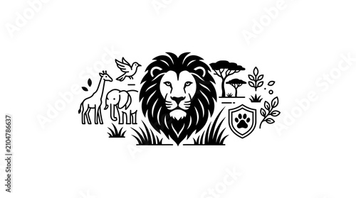 Photography Safari Wildlife Icon Set