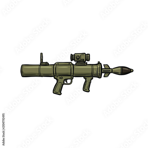 Fényképezés Green Tube Style Rocket Launcher With Pistol Grip Handles A Mounted Sight And A
