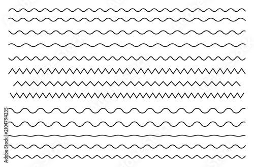 Фотография Patrón abstracto de líneas horizontales onduladas y en zigzag sobre fondo blanco