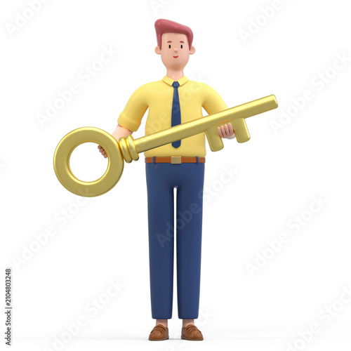 Konstfotografi A man holds a large golden key