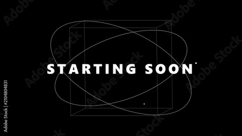 Modern Minimalist Starting Soon Live Stream Overlay Animation with Geometric Wireframe Motion Design