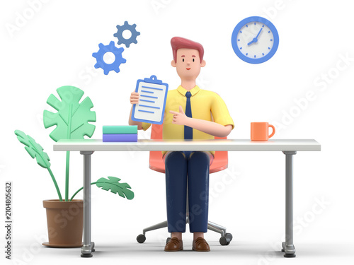 Принти на полотні A man reviews a document at a desk