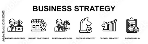 Quadro su tela Business Strategy Banner Web Outline Icon Vector Illustration Concept for Busine