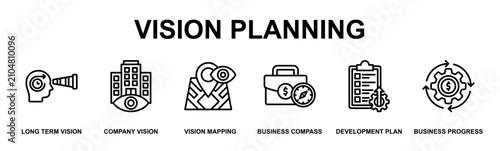 Fotografía Vision Planning Banner Web Outline Icon Vector Illustration Concept for Business