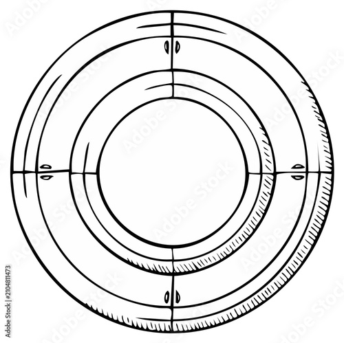 Hand-drawn crosshair target illustration, isolated on white