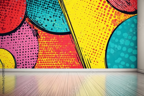 Colorful Pop Art Background with Halftone Shapes