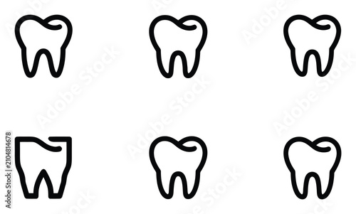 фотографія Conjunto de dientes minimalistas para cuidado dental y salud bucal