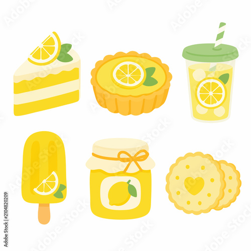 Sweet and Zesty Lemon Treats Collection Delicious Desserts and Refreshing Drinks Illustration