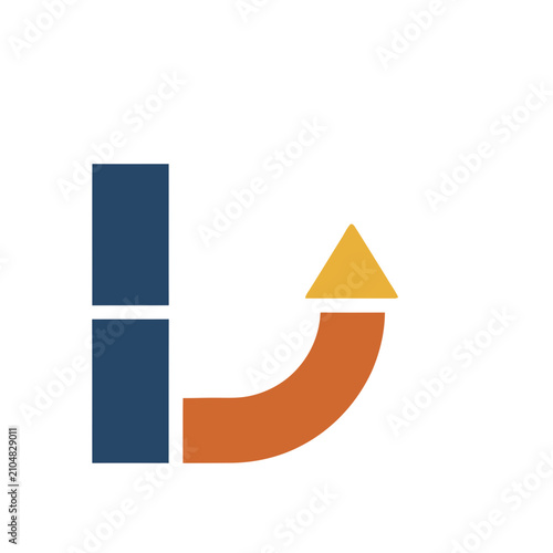 Abstract geometric shapes with arrow