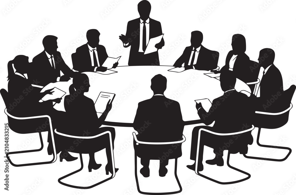 Fototapeta premium Man Presenting to Colleagues at Conference Table