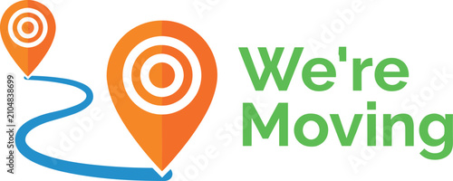 We're Moving Announcement Banner with Location Pin Route and New Address Vector Illustration