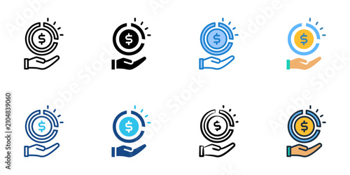Asset management icons set multiple style collection. Editable stroke 