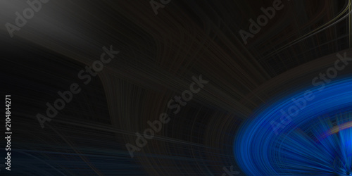 Принти на полотні Abstract dark background with swirling blue light curves emanating from bottom corner
