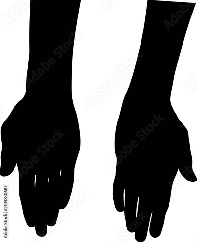 a pair hands, silhouette vector