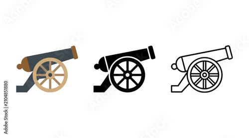 фотографія Vintage military cannon artillery icon collection