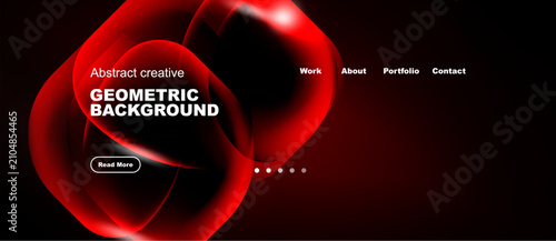 Foto Red abstract shapes dominate dark background