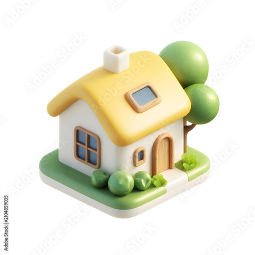 3d eco house icon sustainable living