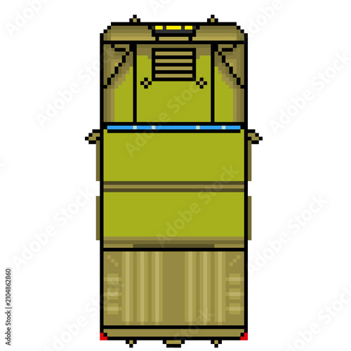 utility truck Top-down view of an isolated pixel art with transparent background, perfect for digital game assets