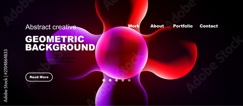 Fotografie Vibrant abstract shapes dominate dark background
