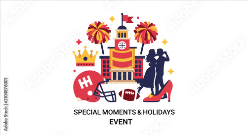 Colorful Holiday Event Icon Illustration.