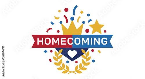 Colorful Homecoming Celebration Emblem Design.