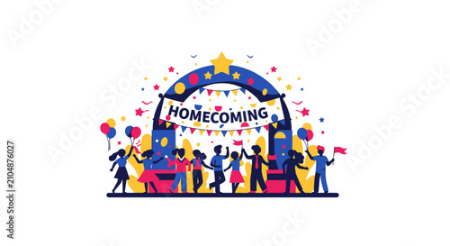 Colorful Homecoming Celebration Graphic Design.