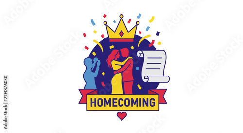 Colorful Homecoming Celebration Logo Design.