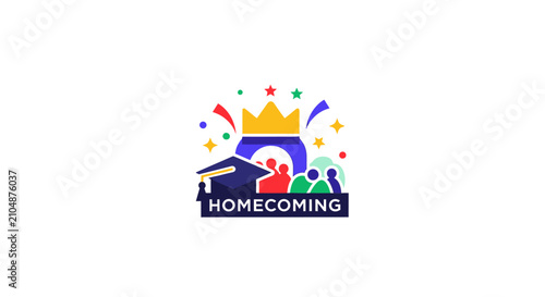 Colorful homecoming celebration logo design.