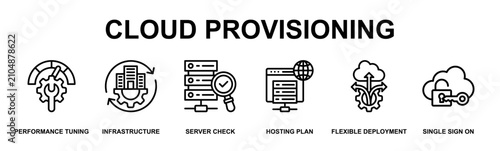 Fényképezés Cloud Provisioning Banner Web Outline Icon Vector Illustration Concept for Techn