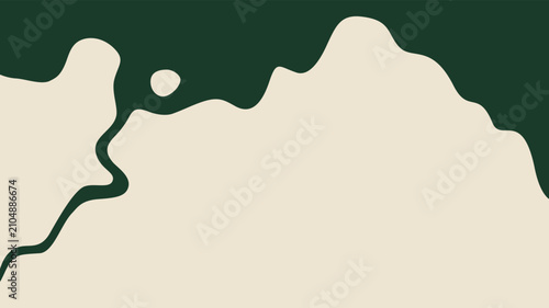 Abstract Organic Green and Beige Fluid Background with Minimal Modern Natural Shapes
