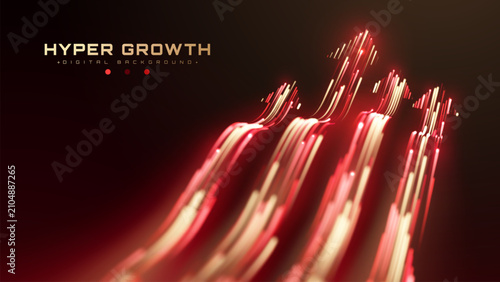 Fotografía Premium Red And Gold Glowing Blur Motion Arrow Up Perspective Graphic Builds Luxury Business Hyper Growth Idea Showing Successful Financial Asset Strategy