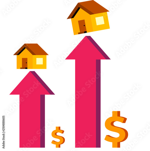 Illustration of Real Estate Market Growth and Property Value Increase