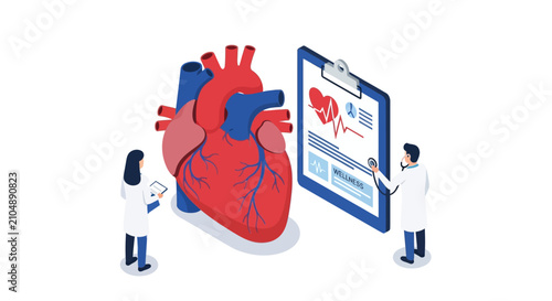 Medical Team Analyzing Heart Health on Digital Chart
