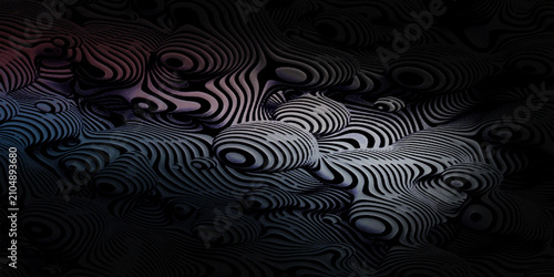 Bild auf Leinwand Abstract flowing wave pattern with monochrome concentric circles and dark depth effect