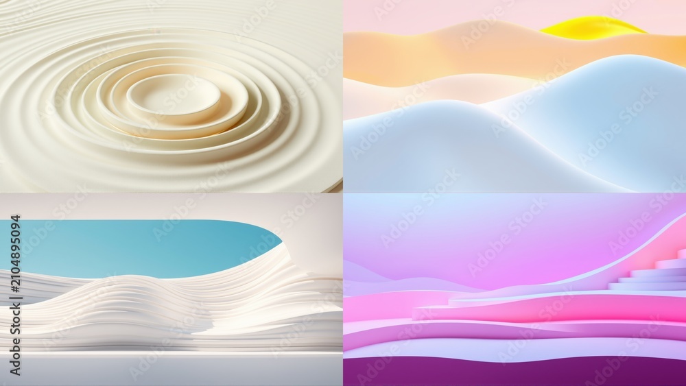 Obraz premium Abstract backgrounds, soft colors, layered forms. Minimalist design, gentle curves, smooth textures, modern aesthetic.