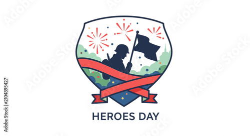 Heroes Day Celebration Icon Emblem.
