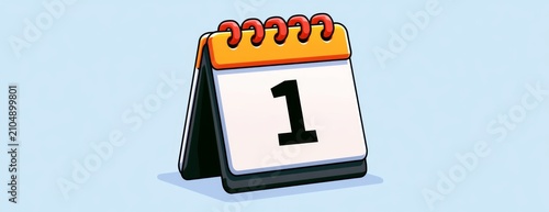 Flip calendar showing number one on light blue background  