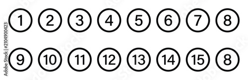 Konstfotografi 無地の白背景に2列で並べた数字入り円のセット