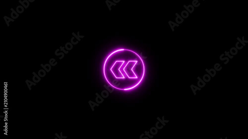 Neon arrow blinking animation left direction concept, arrow loading icon animation.