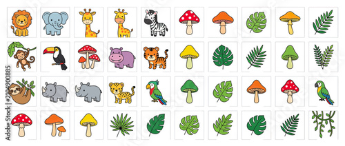 Photography Cute Cartoon Forest Animals and Plants Collection